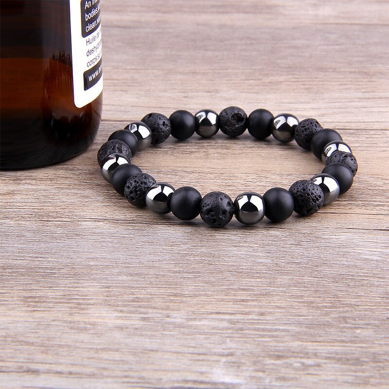 Men's Natural Black Obsidian Beads Bracelet Men's Natural Black Obsidian Beads Bracelet