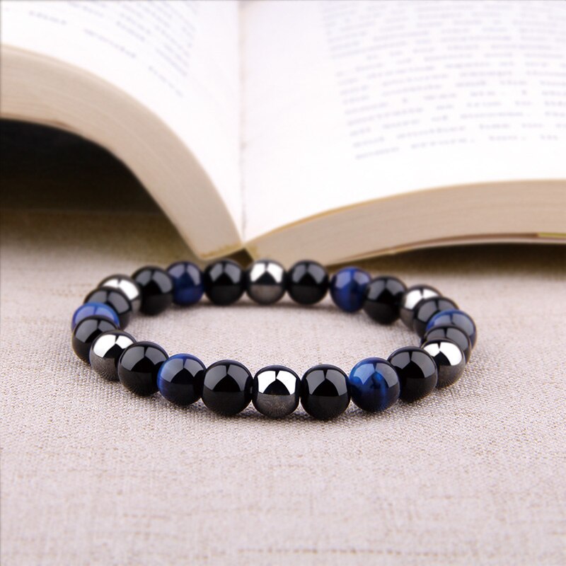 Men's Natural Black Obsidian Beads Bracelet Men's Natural Black Obsidian Beads Bracelet