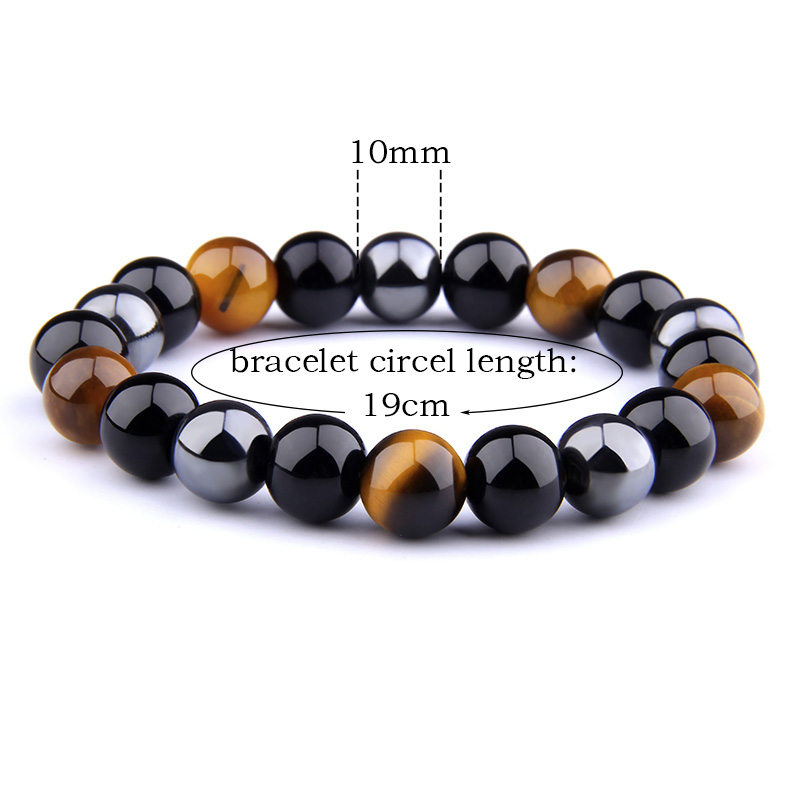 Men's Natural Black Obsidian Beads Bracelet Men's Natural Black Obsidian Beads Bracelet