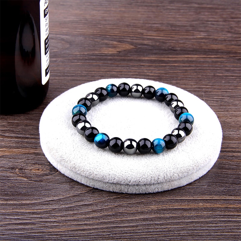 Men's Natural Black Obsidian Beads Bracelet Men's Natural Black Obsidian Beads Bracelet