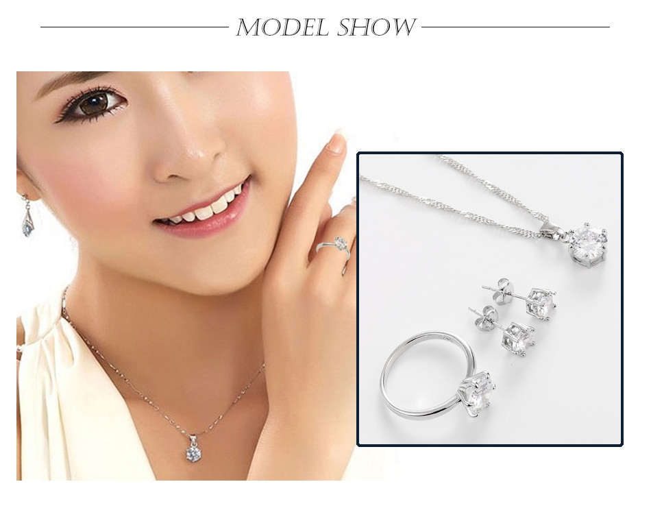 Fashion Silver Color Cubic Zircon Jewelry Sets Fashion Silver Color Cubic Zircon Jewelry Sets