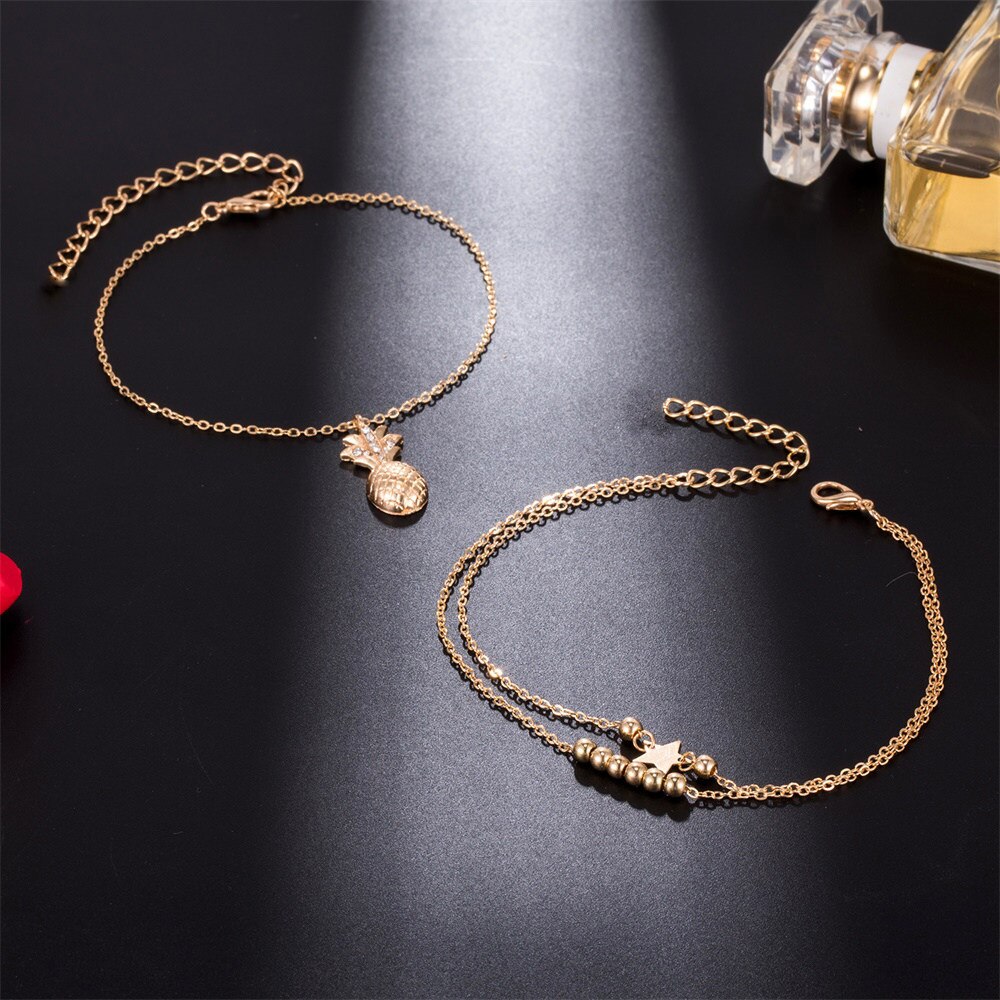 Women's Pineapple / Heart Design Anklet