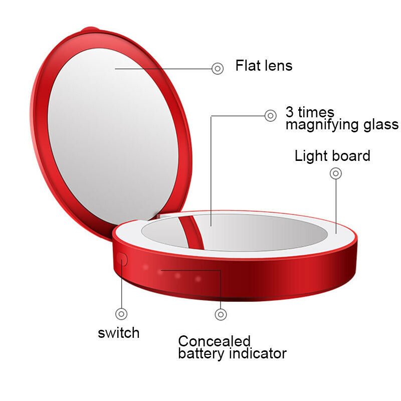 Portable Round Makeup Mirror with LED Light and Powerbank Portable Round Makeup Mirror with LED Light and Powerbank