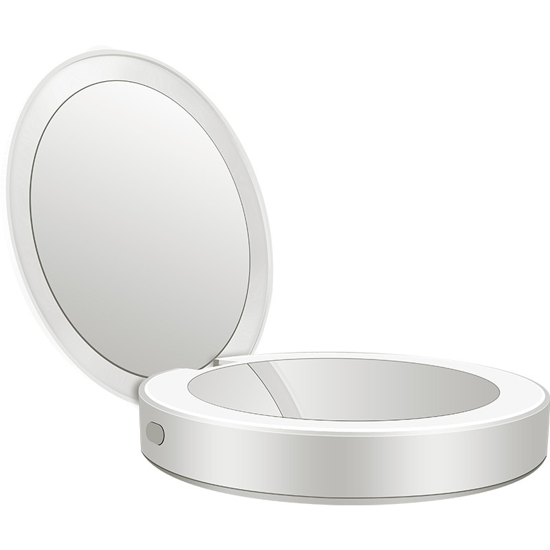 Portable Round Makeup Mirror with LED Light and Powerbank Portable Round Makeup Mirror with LED Light and Powerbank