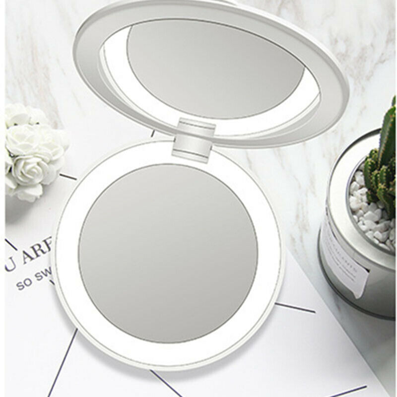 Portable Round Makeup Mirror with LED Light and Powerbank Portable Round Makeup Mirror with LED Light and Powerbank
