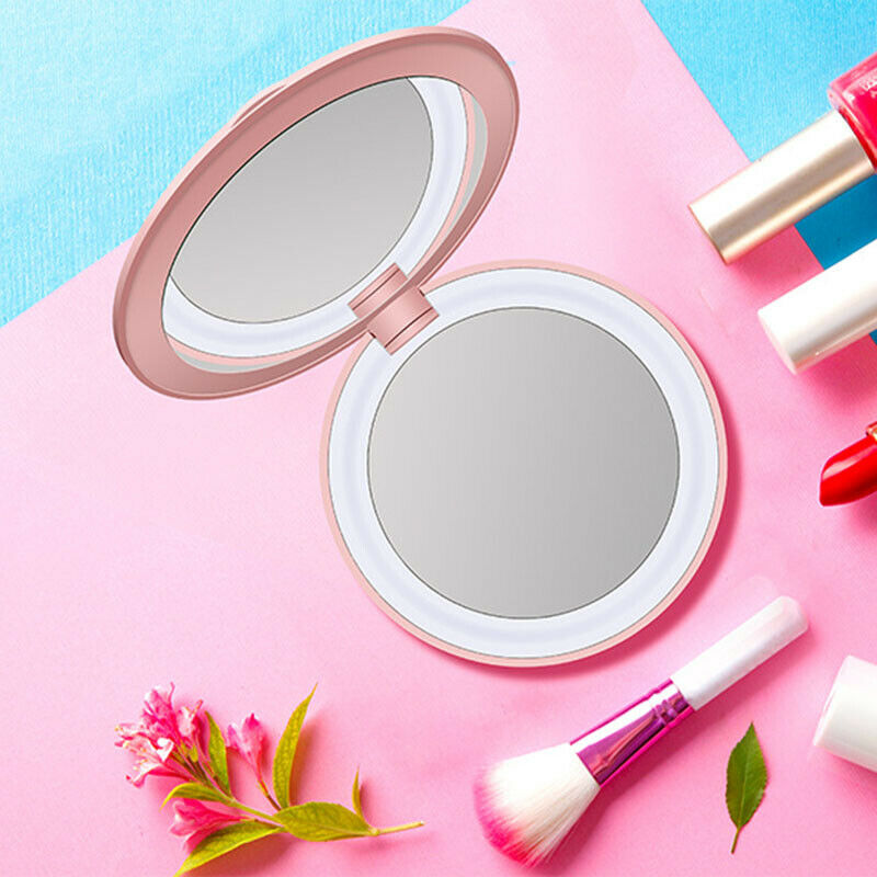 Portable Round Makeup Mirror with LED Light and Powerbank Portable Round Makeup Mirror with LED Light and Powerbank