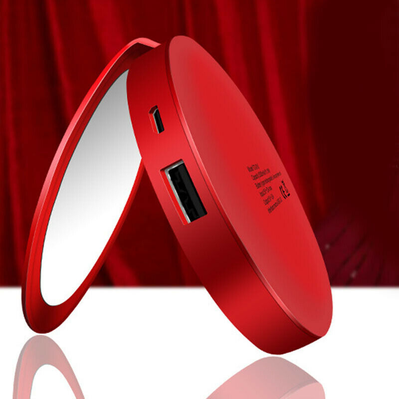 Portable Round Makeup Mirror with LED Light and Powerbank Portable Round Makeup Mirror with LED Light and Powerbank