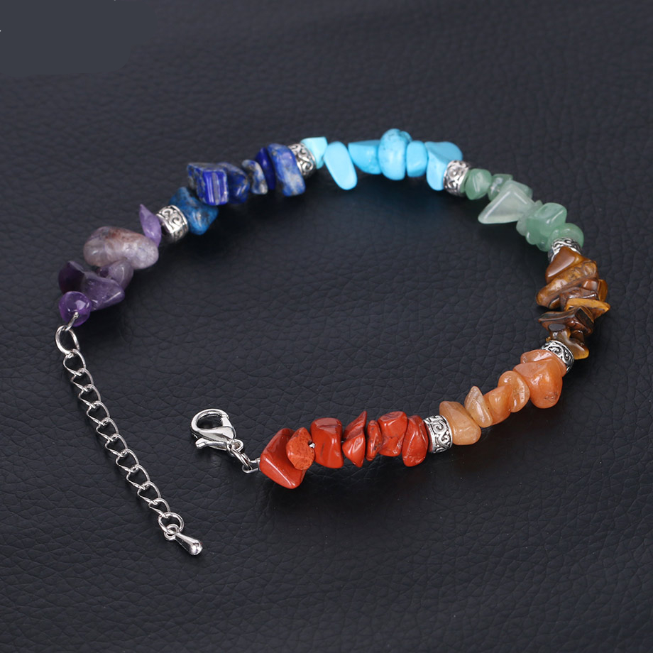 Women's Colorful Stones Slim Chain Chakra Bracelet Women's Colorful Stones Slim Chain Chakra Bracelet