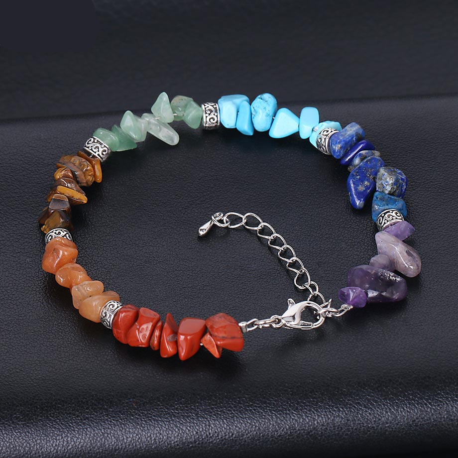 Women's Colorful Stones Slim Chain Chakra Bracelet Women's Colorful Stones Slim Chain Chakra Bracelet