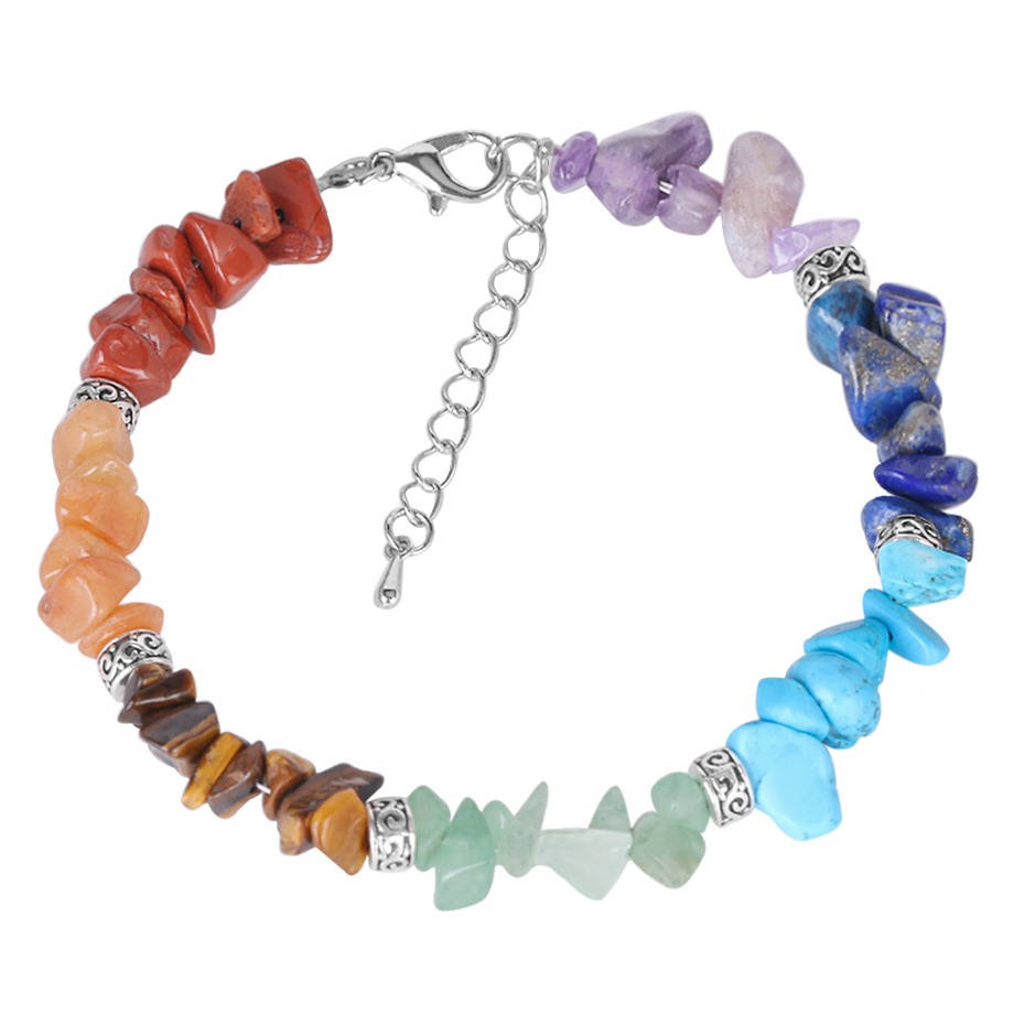 Women's Colorful Stones Slim Chain Chakra Bracelet Women's Colorful Stones Slim Chain Chakra Bracelet