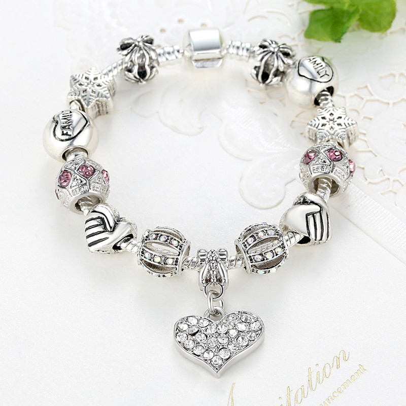 Silver Crystal Charm Bracelet for Women Silver Crystal Charm Bracelet for Women